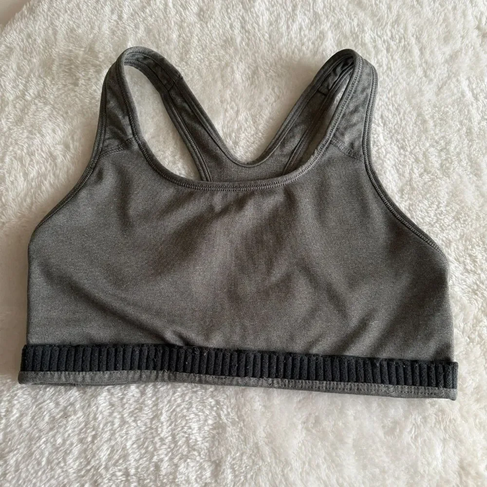 Nike Classic Swoosh Futura Medium Support Sports Bra Gray Size Small S
